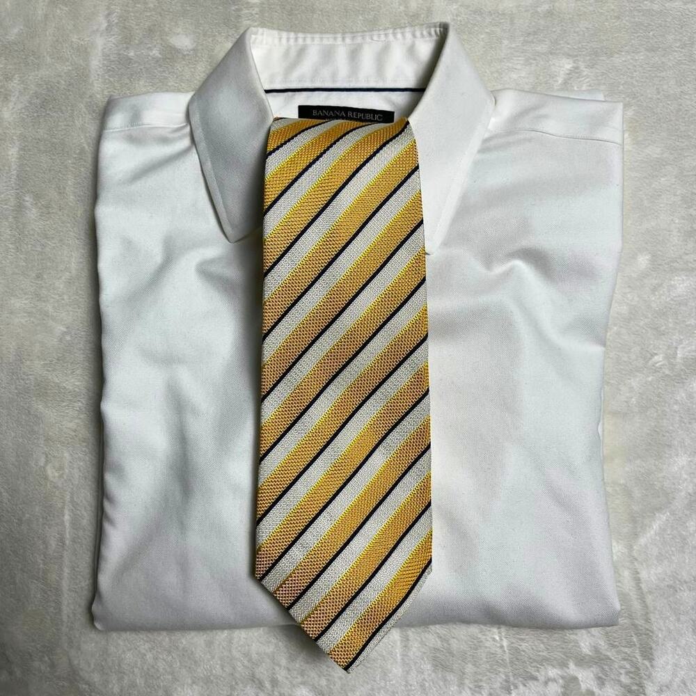 Isaia 7-Fold Silk Tie 59" x 3.75" Diagonal Stripe Summer Nautical Made in Italy